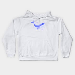 Blue whale watercolor pattern Kids Hoodie